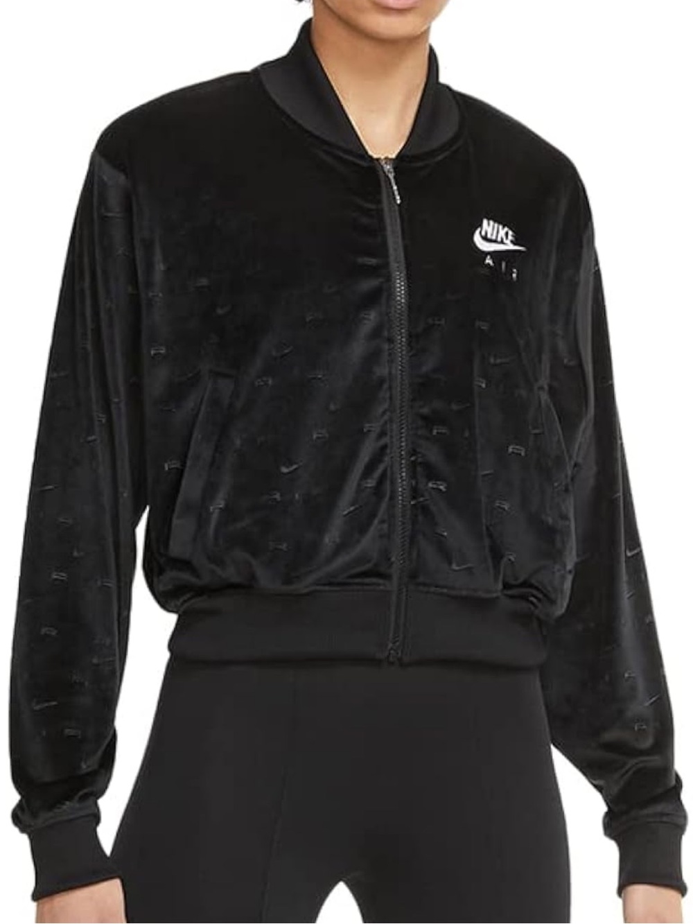 Nike Black Velvet Logo Bomber Jacket